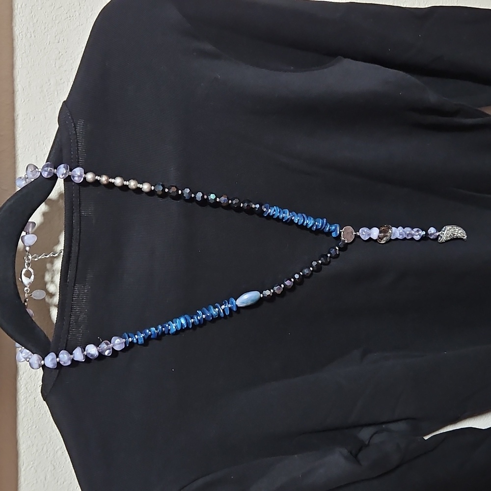 Chico's Elegant Blue and Silver Beaded Necklace